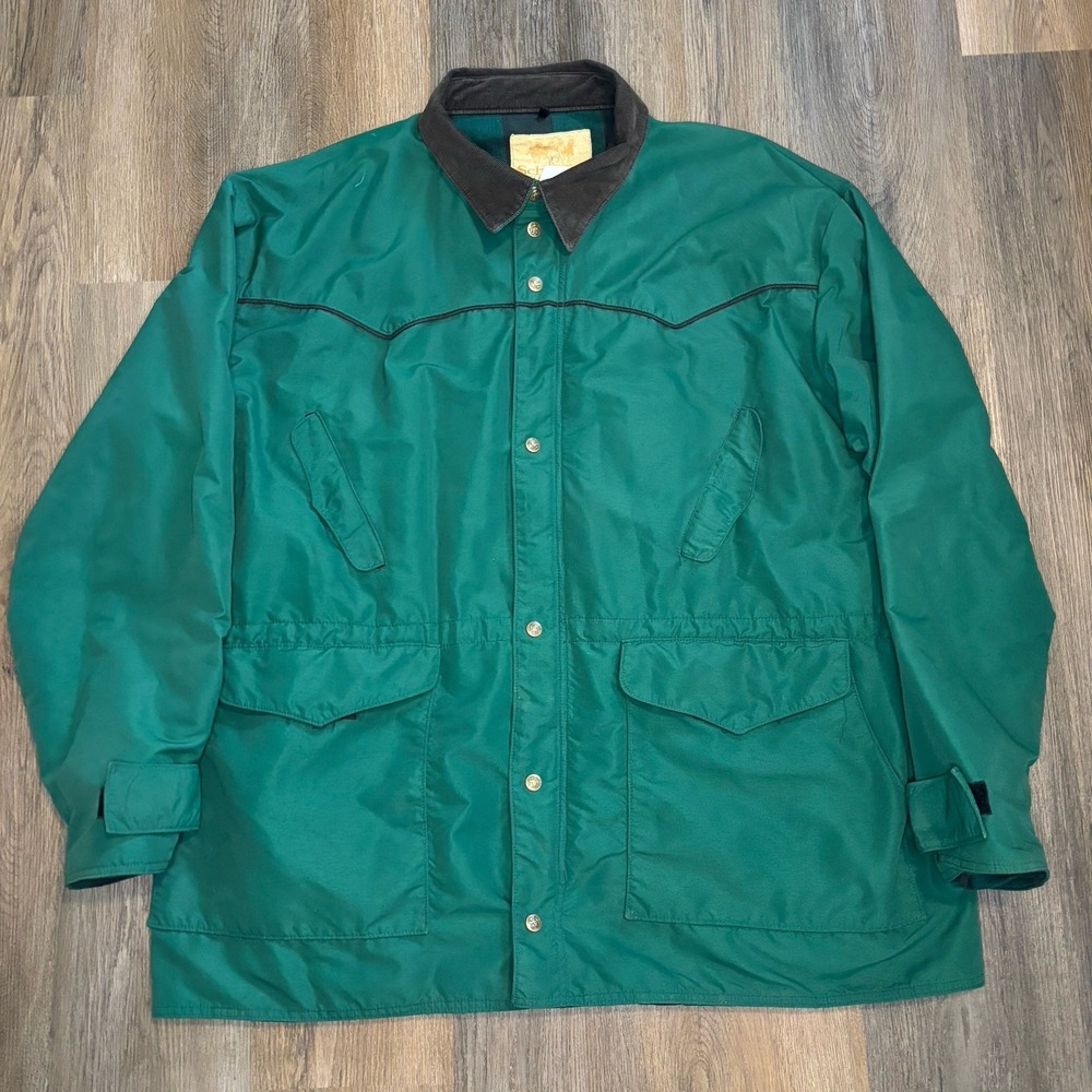Schaefer Outfitter Coat Men's XXL Green Nylon Made in U.S.A. Western Chore VTG